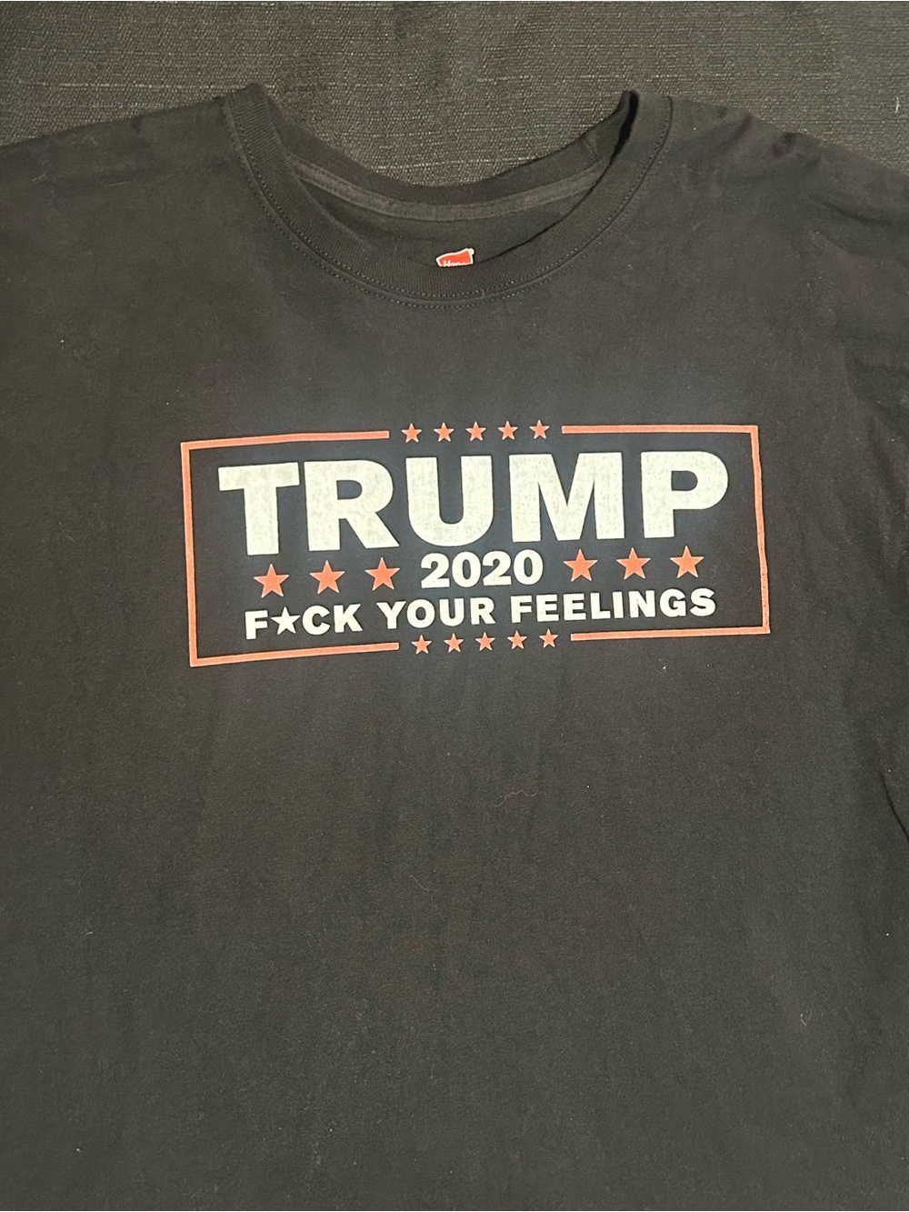 Trump F*ck Your Feelings Black Tee with White and Red Graphic